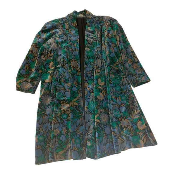 VTG  Portrait J. L. Deball Velvet Coat Floral Print Size Large - Picture 7 of 15